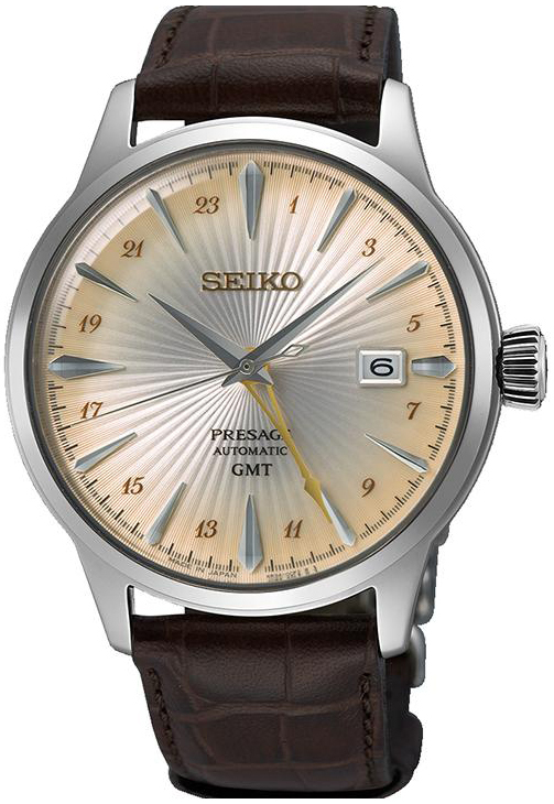 Seiko Herrklocka SSK041J1 Presage Beige/L&auml;der &Oslash;40.5 mm