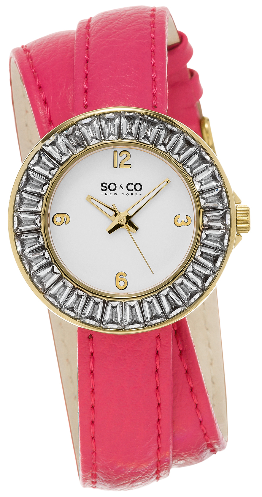 So & Co New York Damklocka 5070.3 SoHo Vit/Läder Ø34 mm - So & Co New York
