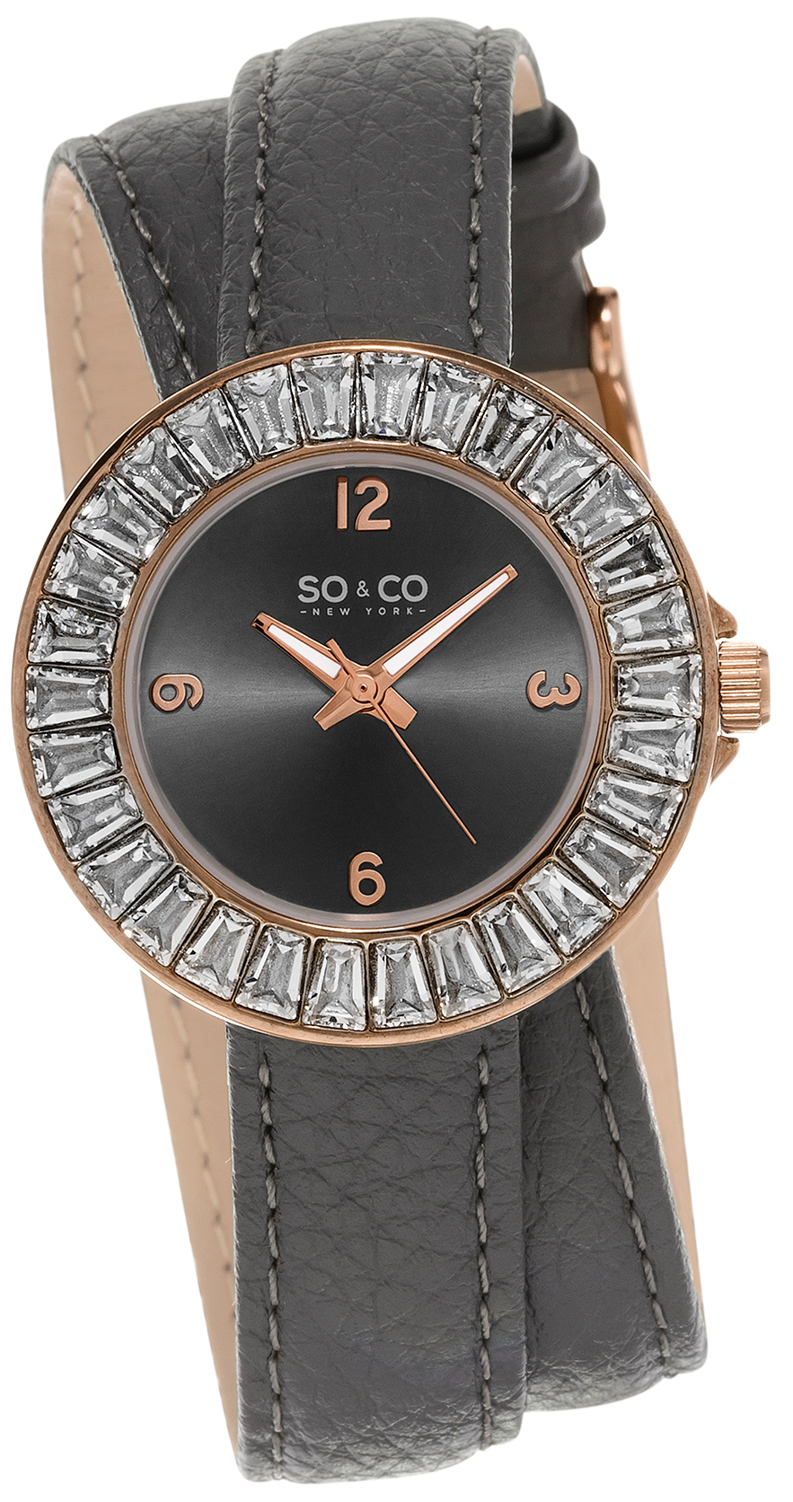 So & Co New York Damklocka 5070.4 SoHo Grå/Läder Ø34 mm - So & Co New York