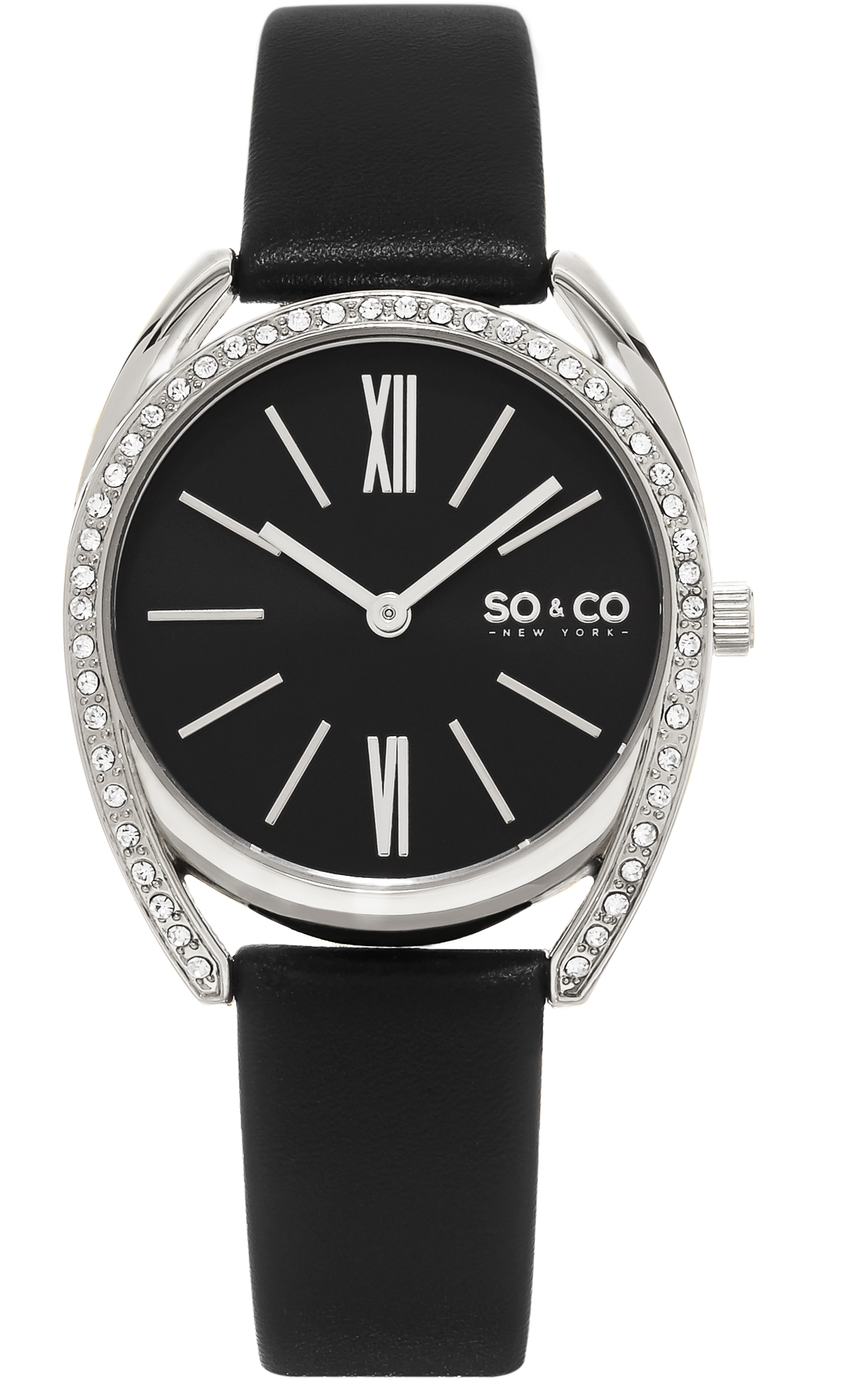 So & Co New York Damklocka 5097.1 Madison Svart/Läder Ø34 mm - So & Co New York