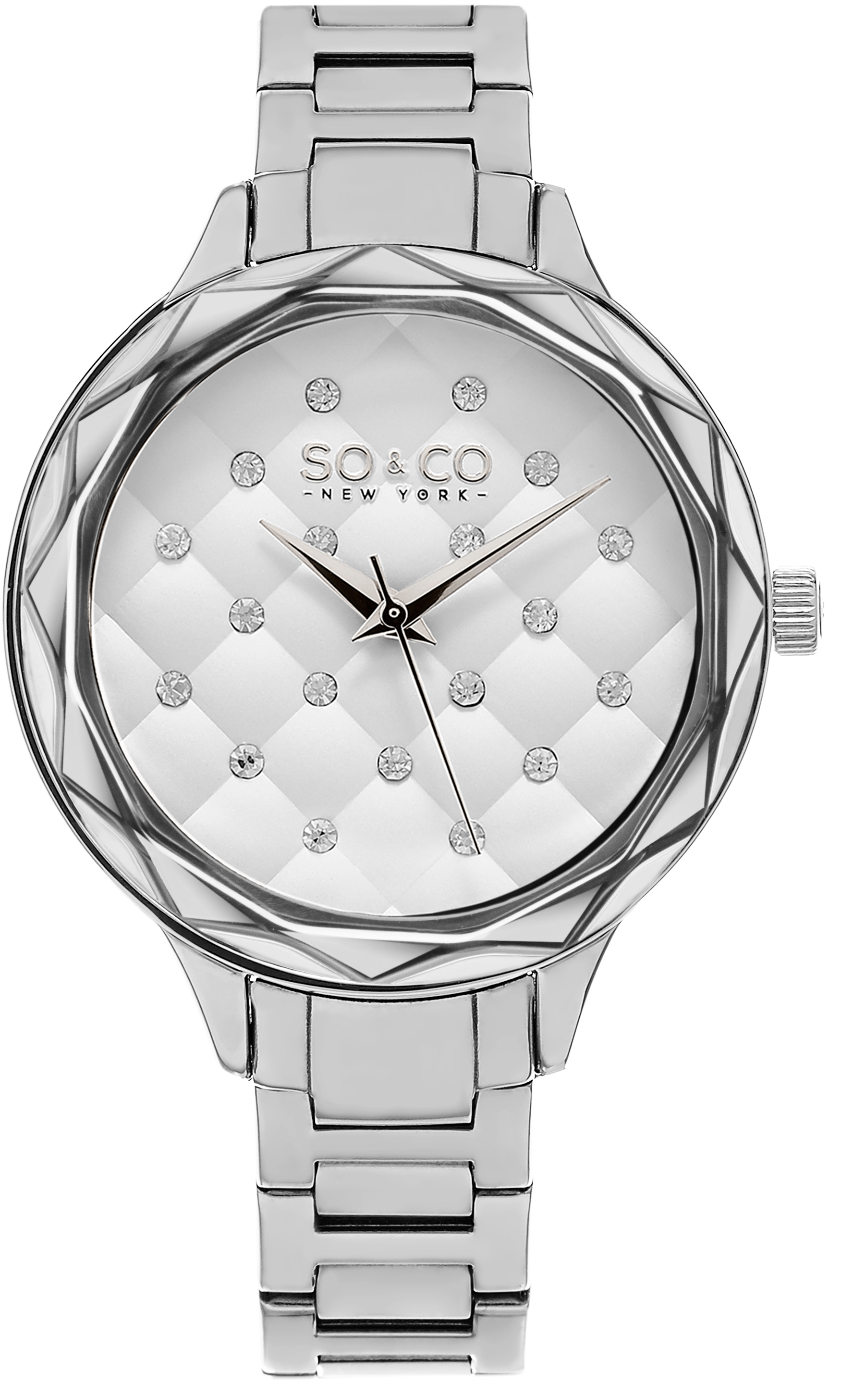 So & Co New York Damklocka 5255.1 Lenox Vit/Stål Ø38 mm - So & Co New York