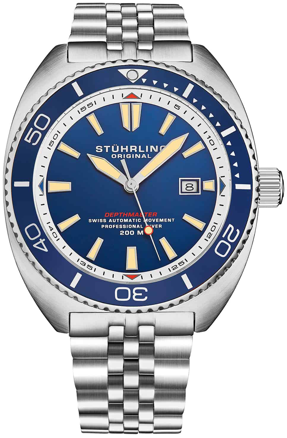Stührling Original Herrklocka 1008.01 Depthmaster Blå/Stål Ø45 mm - Stührling Original
