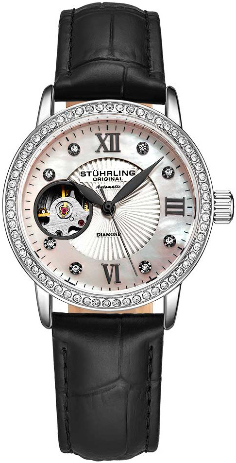 Stührling Original Damklocka 3952.1 Legacy Silverfärgad/Läder Ø34 - Stührling Original