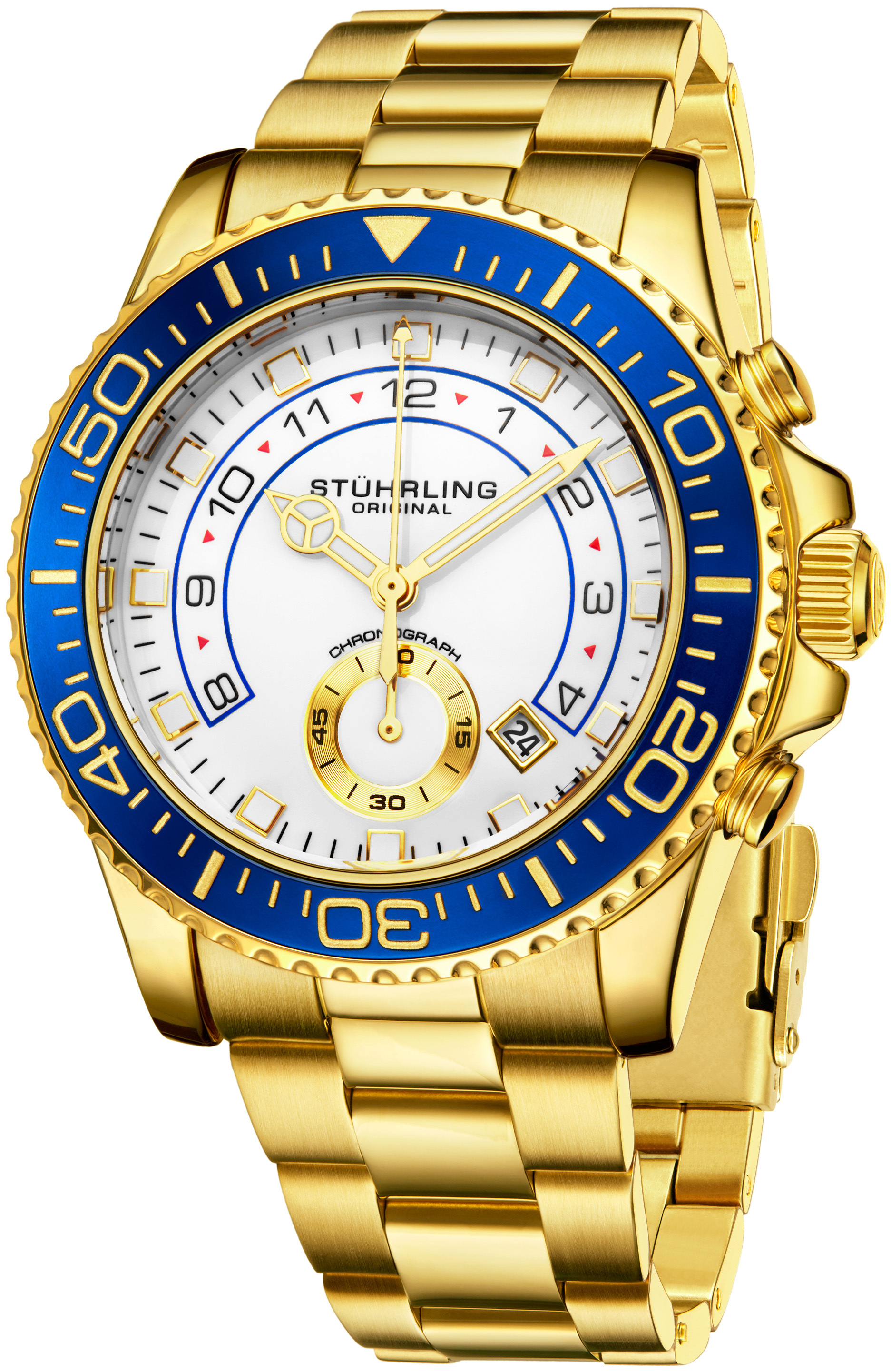 Stührling Original Herrklocka 3966.4 Aquadiver Vit/Gulguldtonat - Stührling Original