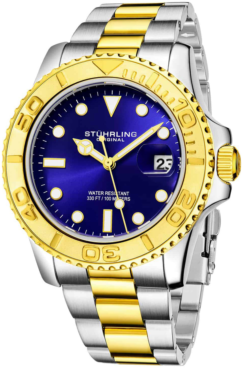 Stührling Original Herrklocka 3967.5 Oceana Blå/Gulguldtonat stål - Stührling Original