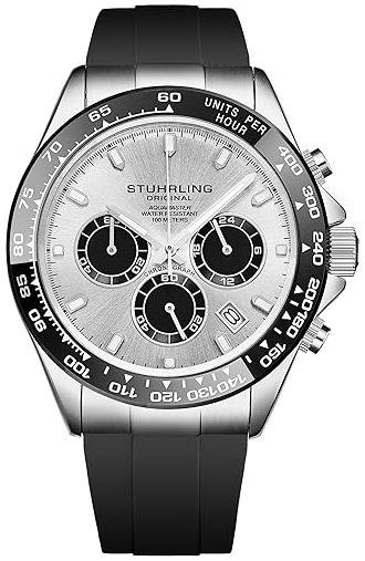 Stührling Original Herrklocka 4042.1 Aquamaster Silverfärgad/Gummi - Stührling Original