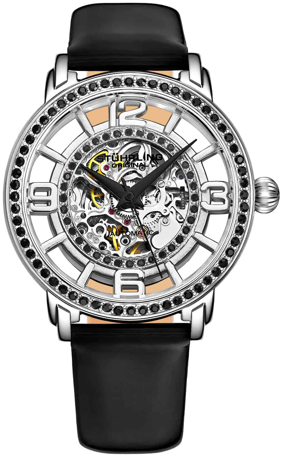 Stührling Original Damklocka 777.04 Winchester Skelettskuren/Läder - Stührling Original