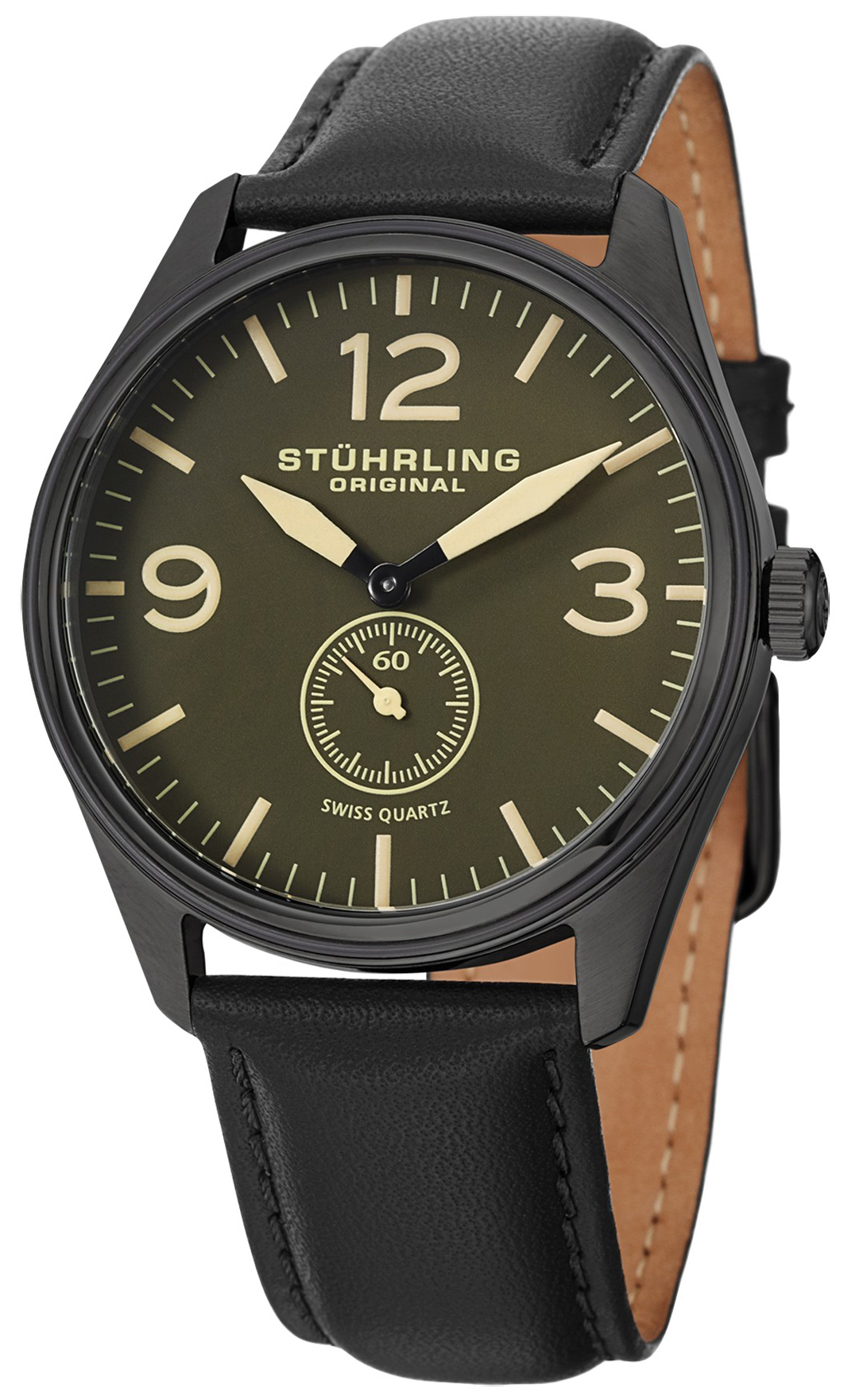 Stührling Original Herrklocka 931.02 Aviator Grå/Läder Ø42 mm - Stührling Original