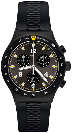 Swatch Herrklocka YVB403 Classic Svart/Gummi &Oslash;43 mm
