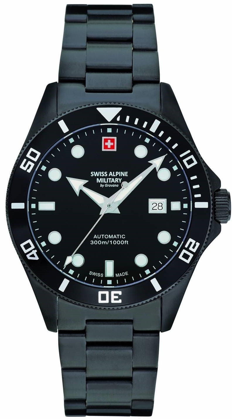 Swiss Alpine Military Herrklocka 7095.2177 Deep Sea Diver Svart/Stål - Swiss Alpine Military