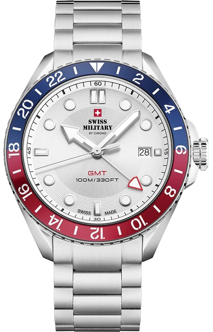 Swiss Military by Chrono Herrklocka SM34095.02 Classic Vit/Stål Ø43 - Swiss Military by Chrono