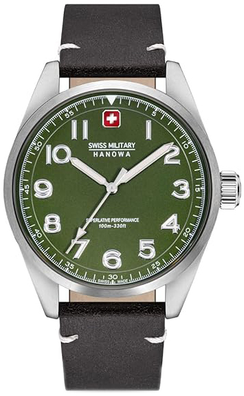 Swiss Military Hanowa Herrklocka SMWGA2100404 Hanowa Grön/Läder - Swiss Military Hanowa
