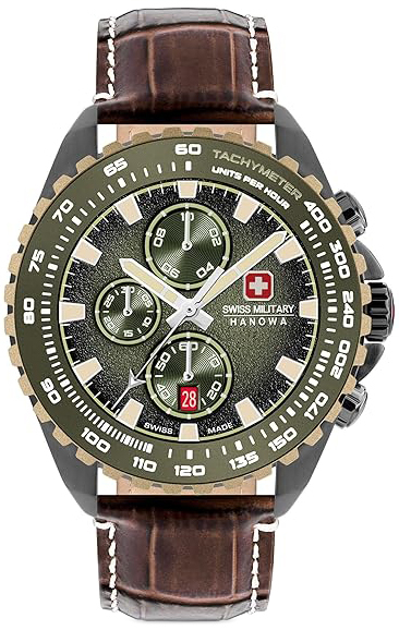 Swiss Military Hanowa Herrklocka SMWGC0001840 Hanowa Grön/Läder - Swiss Military Hanowa