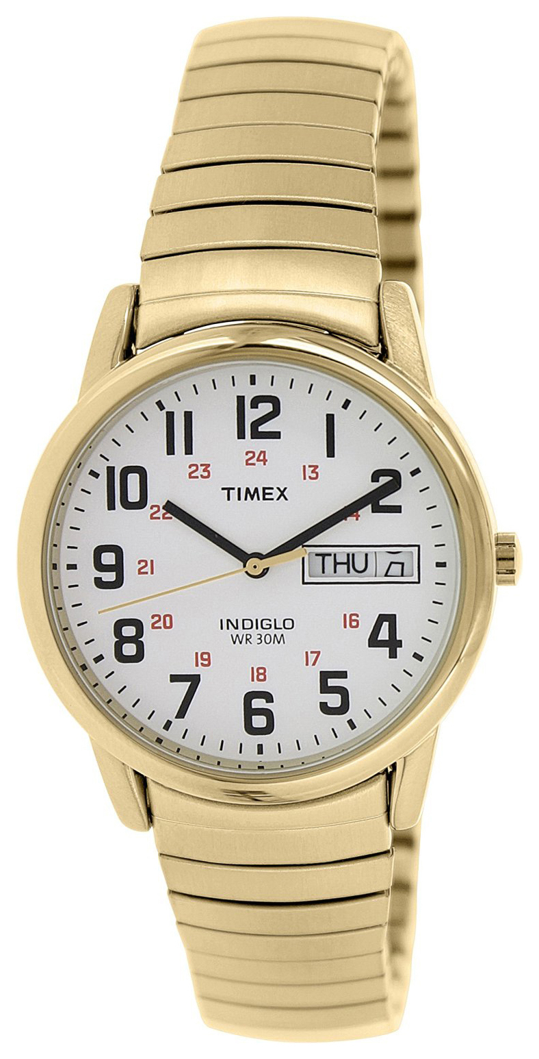 Timex Easy Reader Herrklocka T2N092 Vit/Gulguldtonat stål Ø35 mm