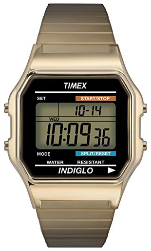 Timex Classic Herrklocka T78677PF LCD/Gulguldtonat stål - Timex
