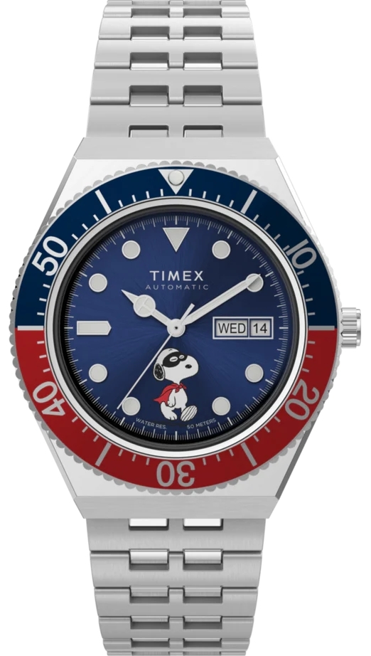 Timex TW2W49600 Marlin Peanuts Snoopy Flying Ace Silverfärgad/Läder - Timex