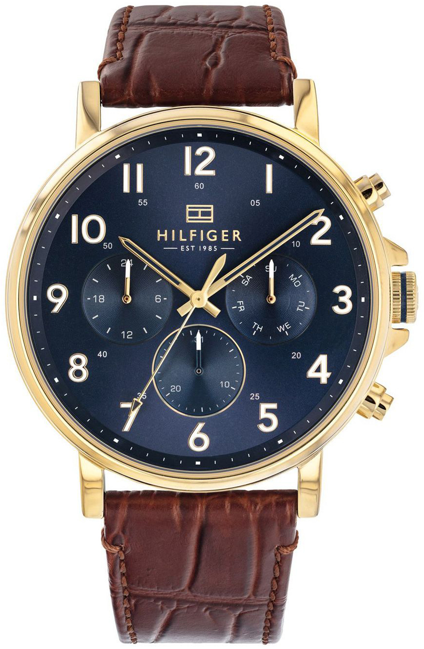 Tommy Hilfiger Herrklocka 1710380 Bl&aring;/L&auml;der &Oslash;46 mm