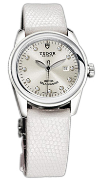 Tudor Glamour Date Damklocka 53010W-SDIDWLZS Silverfärgad/Läder Ø31 mm - Tudor