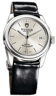 Tudor Glamour Date 55000-SIDBPLS Silverfärgad/Läder Ø36 mm