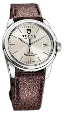 Tudor Glamour Date 55000-SIDBRJLS Silverfärgad/Läder Ø36 mm