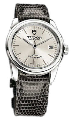 Tudor Glamour Date 55000-SIDGLZS Silverfärgad/Läder Ø36 mm