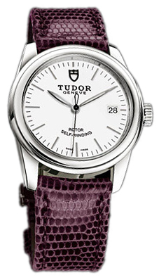 Tudor Glamour Date 55000-WIDPRLZS Vit/Läder Ø36 mm