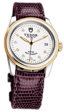 Tudor Glamour Date 55003-WDIDPRLZS Vit/Läder Ø36 mm