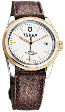 Tudor Glamour Date 55003-WIDBRJLS Vit/Läder Ø36 mm