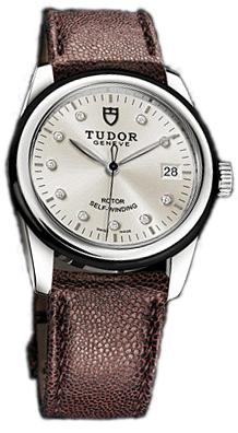 Tudor Glamour Date 55010N-SDIDBRJLS Silverfärgad/Läder Ø36 mm - Tudor
