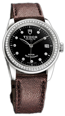 Tudor Glamour Date 55020-BDIDBRJLS Svart/Läder Ø36 mm - Tudor