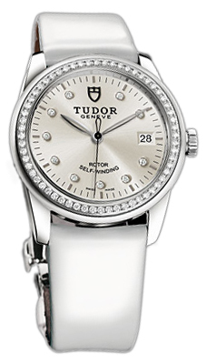 Tudor Glamour Date 55020-SDIDWPLS Silverfärgad/Läder Ø36 mm