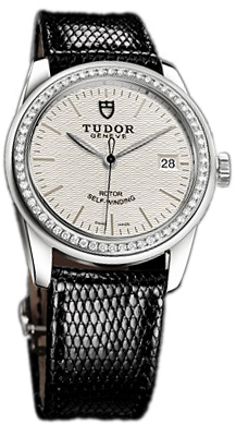 Tudor Glamour Date 55020-SIDBLZSP Silverfärgad/Läder Ø36 mm - Tudor