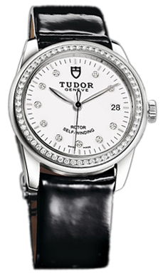 Tudor Glamour Date 55020-WDIDBPLS Vit/Läder Ø36 mm - Tudor