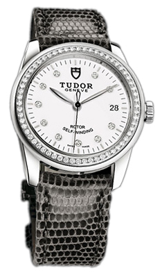 Tudor Glamour Date 55020-WDIDGLZS Vit/Läder Ø36 mm - Tudor