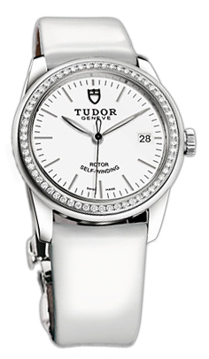 Tudor Glamour Date 55020-WIDWPLS Vit/Läder Ø36 mm - Tudor