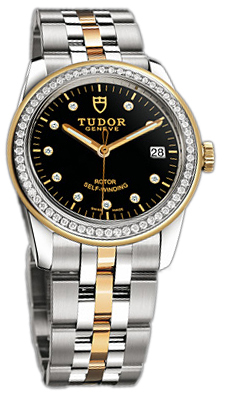 Tudor Glamour Date 55023-68053-BDIDSTL Svart/18 karat gult guld Ø36 mm - Tudor