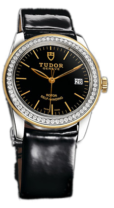Tudor Glamour Date 55023-BIDBPLS Svart/Läder Ø36 mm - Tudor