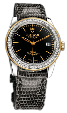 Tudor Glamour Date 55023-BIDGLZS Svart/Läder Ø36 mm - Tudor