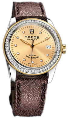 Tudor Glamour Date 55023-CHDIDBRJLS Champagnefärgad/Läder Ø36 mm - Tudor