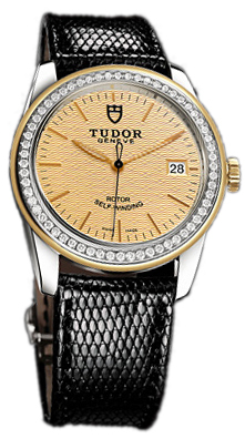 Tudor Glamour Date 55023-CHIDBLZSP Champagnefärgad/Läder Ø36 mm - Tudor