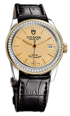 Tudor Glamour Date 55023-CHIDSBLSP Champagnefärgad/Läder Ø36 mm