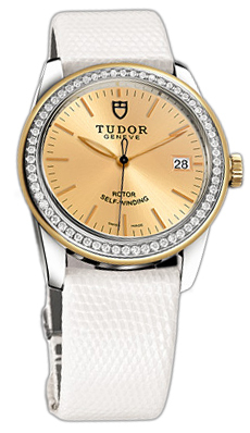 Tudor Glamour Date 55023-CHIDWLZS Champagnefärgad/Läder Ø36 mm - Tudor