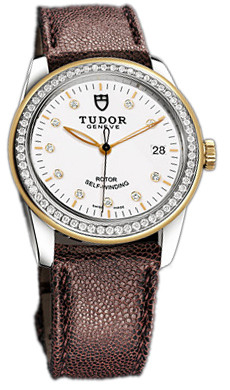 Tudor Glamour Date 55023-WDIDBRJLS Vit/Läder Ø36 mm - Tudor