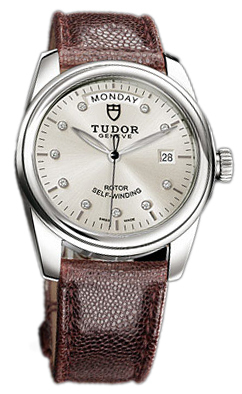 Tudor Glamour Day-Date Herrklocka 56000-SDIDBRNJLS Silverfärgad/Läder - Tudor