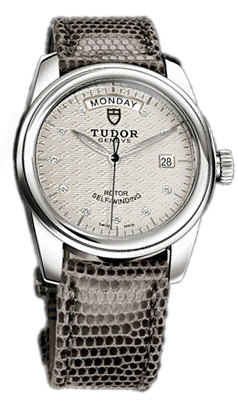 Tudor Glamour Day-Date Herrklocka 56000-SDIDGLZSP Silverfärgad/Läder - Tudor