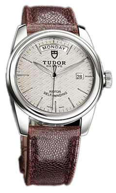Tudor Glamour Day-Date Herrklocka 56000-SIDBRNJLSP Silverfärgad/Läder - Tudor