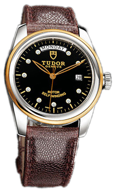 Tudor Glamour Day-Date Herrklocka 56003-BDIDBRNJLS Svart/Läder Ø39 mm - Tudor