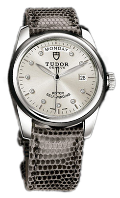 Tudor Glamour Day-Date Herrklocka 56010N-SDIDGLZS Silverfärgad/Läder - Tudor