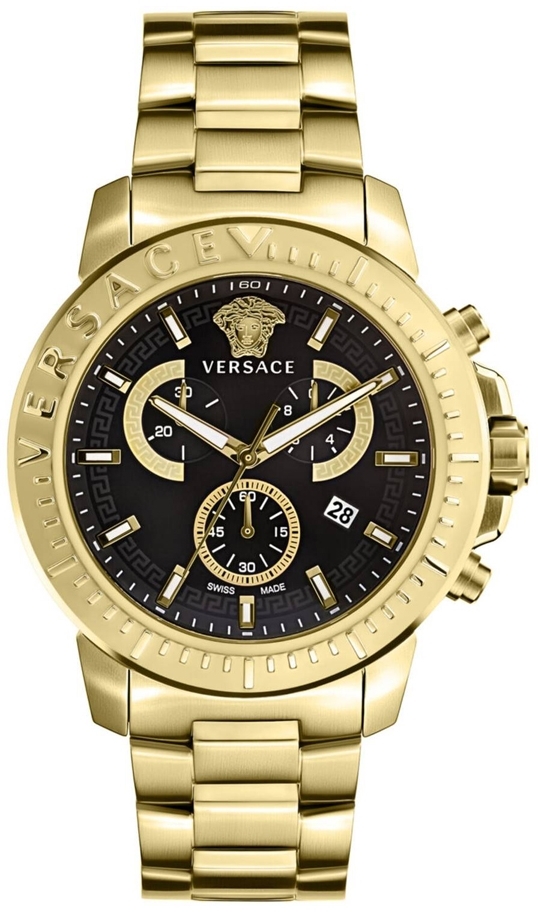 Versace Herrklocka VE2E00921 V Chrono Svart/Gulguldtonat stål Ø45 mm - Versace