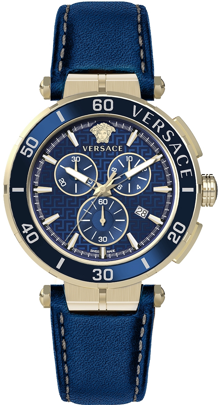 Versace Herrklocka VE3L00322 Greca Blå/Läder Ø45 mm - Versace